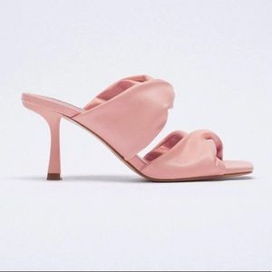 Zara pink thick strap mule heel sandals blogger style | US 10, EU 41